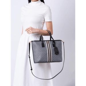 TORY BURCH Gemini Link Canvas Small Tote in Black