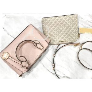 MICHAEL KORS Daria 2 in 1 Satchel Bag in Signature Vanilla Powder Brush-Best Seller