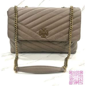 TORY BURCH Kira Chevron Medium Convertible Shoulder Bag in Classic Taupe