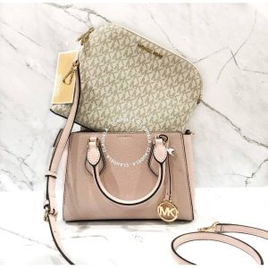 MICHAEL KORS Daria 2 in 1 Satchel Bag in Signature Vanilla Powder Brush-Best Seller