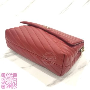 TORY BURCH Kira Chevron Medium Convertible Shoulder Bag in Red Apple