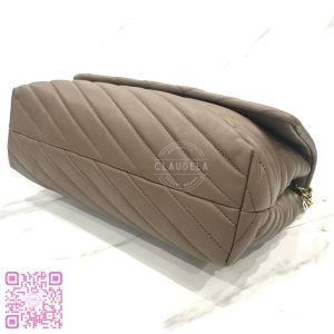 TORY BURCH Kira Chevron Medium Convertible Shoulder Bag in Classic Taupe
