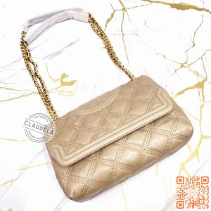 TORY BURCH Fleming Soft Glazed Convertible Shoulder Bag Almond Flour