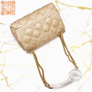 TORY BURCH Fleming Soft Glazed Convertible Shoulder Bag Almond Flour