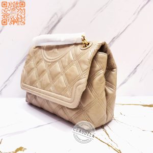 TORY BURCH Fleming Soft Glazed Convertible Shoulder Bag Almond Flour