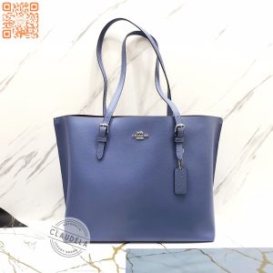 COACH Mollie Tote/ Stone Blue/ Dark Burgundy