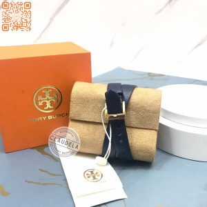 TORY BURCH Reva Gold Stainless Double Strap Navy Leather Women's Watch (TBW4032)