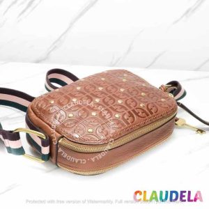 FOSSIL Elle Crossbody in Signature Brown Embossed Leather