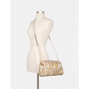 COACH Rowan Satchel in Signature Light Khaki Chalk with Daisy Prints