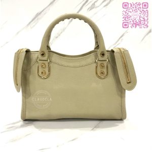 BALENCIAGA Metallic Edge Mini City in Limestone with Gold Hardware (GHW)