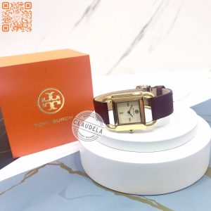 TORY BURCH Phipps Gold Stainless Red Wine Leather Women’s Watch (TBW7256)-100% Asli