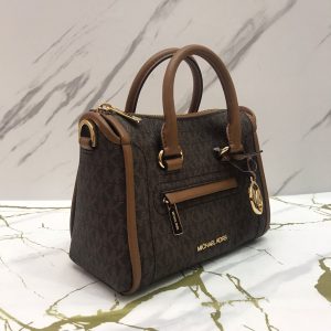 Michael Kors Carine Satchel XS in Signature Brown Leather