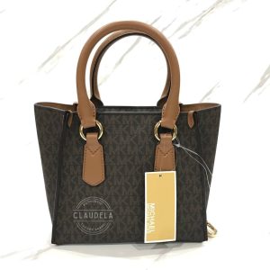MICHAEL KORS Kris Small Logo Satchel Bag in Brown Acorn