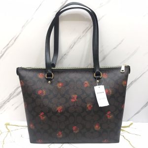 Coach Gallery Tote in Signature Brown with Pop Floral Print