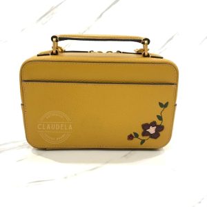 TORY BURCH Britten Applique Small Top Handle Case in Golden Curry/Yellow