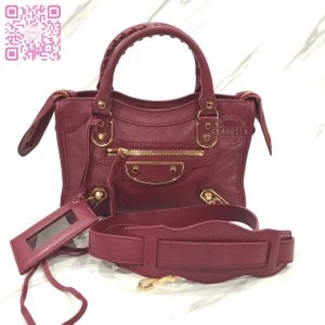 BALENCIAGA Metallic Edge Mini City in Rouge Grenat with Gold Hardware (GHW)