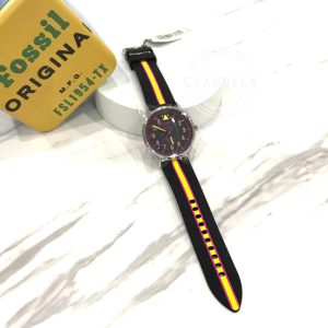 FOSSIL Forrester Three-Hand Striped Black Silicone Men’s Watch (FS5613)