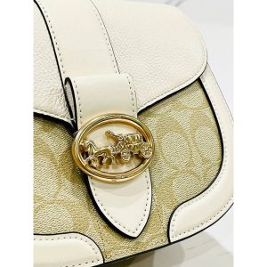 COACH Georgie Saddle Crossbody Bag in Signature Light Khaki Chalk