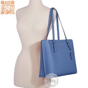 COACH Mollie Tote/ Stone Blue/ Dark Burgundy