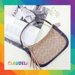 COACH Sutton Crossbody in Signature Tan Ink Light Peach / Blue