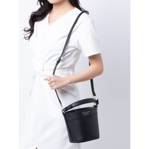 KATE SPADE Cameron Small Bucket in Black Crossgrain Leather