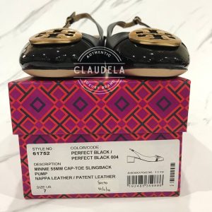 TORY BURCH Minnie Cap Toe Slingback 55MM Pump Shoes in Perfect Black