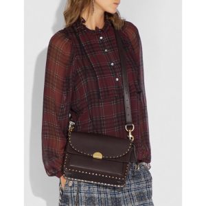 COACH Dreamer Shoulder Bag in Oxblood Leather Mix Suede with Rivets