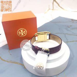 TORY BURCH Phipps Gold Stainless Red Wine Leather Women’s Watch (TBW7256)-100% Asli