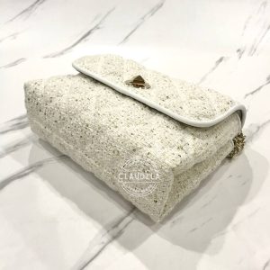 KATE SPADE Natalia Small Sequin Tweed Fabric in White Multi