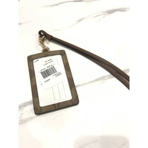 COACH ID Lanyard in Signature Khaki Saddle