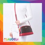 COACH Dome Crossbody in Signature Dark Brown with Red Trim