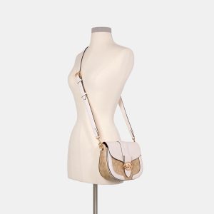 COACH Georgie Saddle Crossbody Bag in Signature Light Khaki Chalk