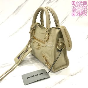 BALENCIAGA Metallic Edge Mini City in Limestone with Gold Hardware (GHW)