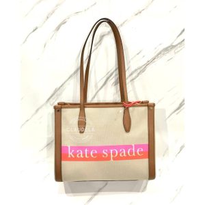 KATE SPADE Market Stripe Logo Medium Tote Bag in Pink Multi