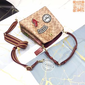 COACH Willow Bucket Bag Signature Patchwork Tan Rust