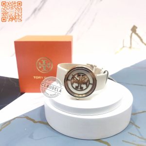 TORY BURCH Reva Gold Stainless White Leather Women’s Watch (TBW4023)
