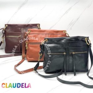 FOSSIL Caitlyn Crossbody in Fig (Dark Maroon) Leather