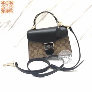 COACH Pepper Signature Crossbody Snakeskin Khaki Black Multi