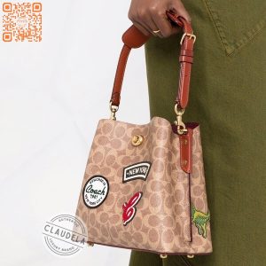 COACH Willow Bucket Bag Signature Patchwork Tan Rust