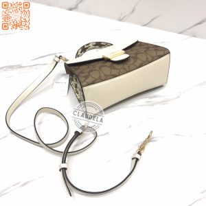 COACH Pepper Signature Crossbody Snakeskin Light Khaki chalk