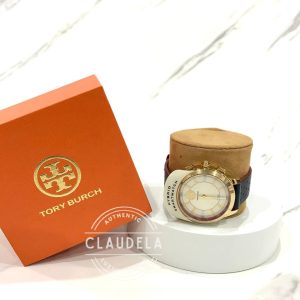 TORY BURCH Track Collins Navy Red Women’s Hybrid Smartwatch (TBT1202)