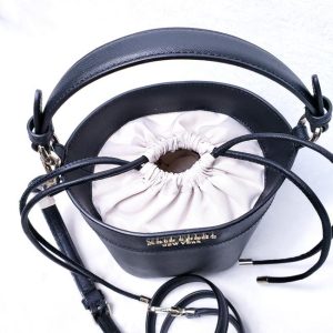KATE SPADE Cameron Small Bucket in Black Crossgrain Leather