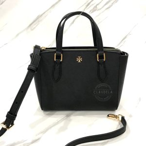 TORY BURCH Emerson Mini Top Zip Tote in Black