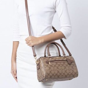 COACH Rowan Satchel in Signature Khaki Saddle