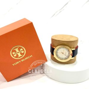 TORY BURCH Women’s Ellswort Watch Navy Leather Gold Tone (TBW6001)
