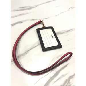 COACH ID Lanyard in Signature Dark Brown Pink