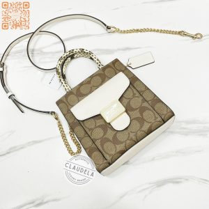 COACH Pepper Mini Crossbody in Signature Khaki Chalk Snakeskin