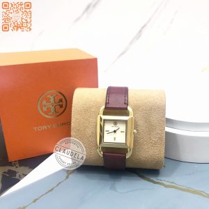 TORY BURCH Phipps Gold Stainless Red Wine Leather Women’s Watch (TBW7256)-100% Asli