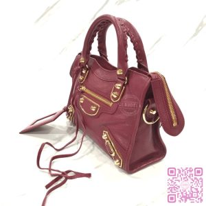 BALENCIAGA Metallic Edge Mini City in Rouge Grenat with Gold Hardware (GHW)