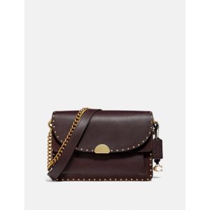 COACH Dreamer Shoulder Bag in Oxblood Leather Mix Suede with Rivets